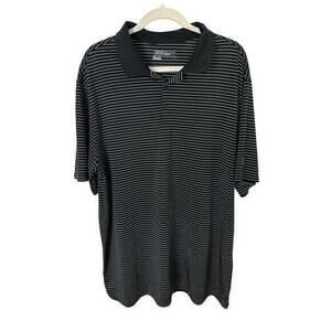 Nike Golf Shirt Mens 2XL Dri Fit Polo Short Sleeve Black White Stripes